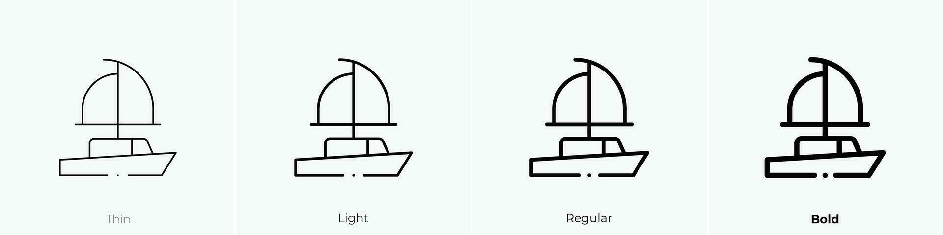 het zeilen schip icoon. dun, licht, regelmatig en stoutmoedig stijl ontwerp geïsoleerd Aan wit achtergrond vector