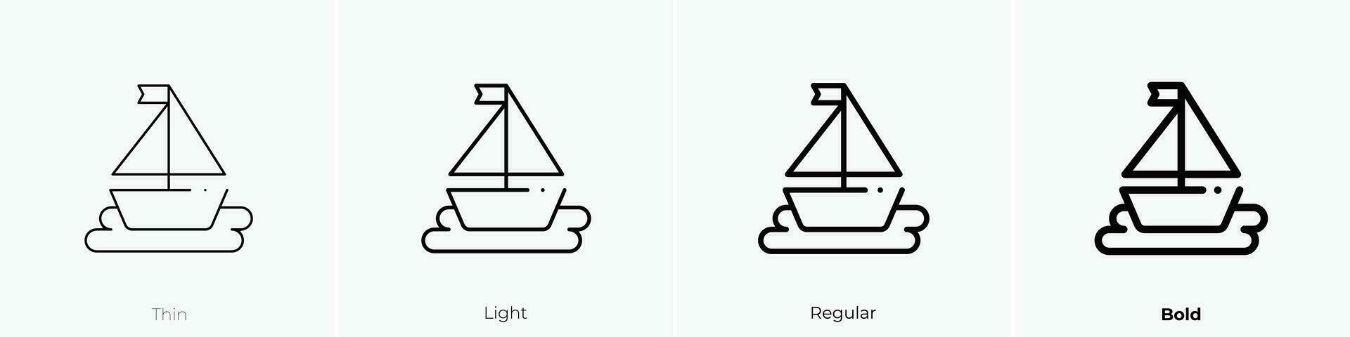 zeil boot icoon. dun, licht, regelmatig en stoutmoedig stijl ontwerp geïsoleerd Aan wit achtergrond vector