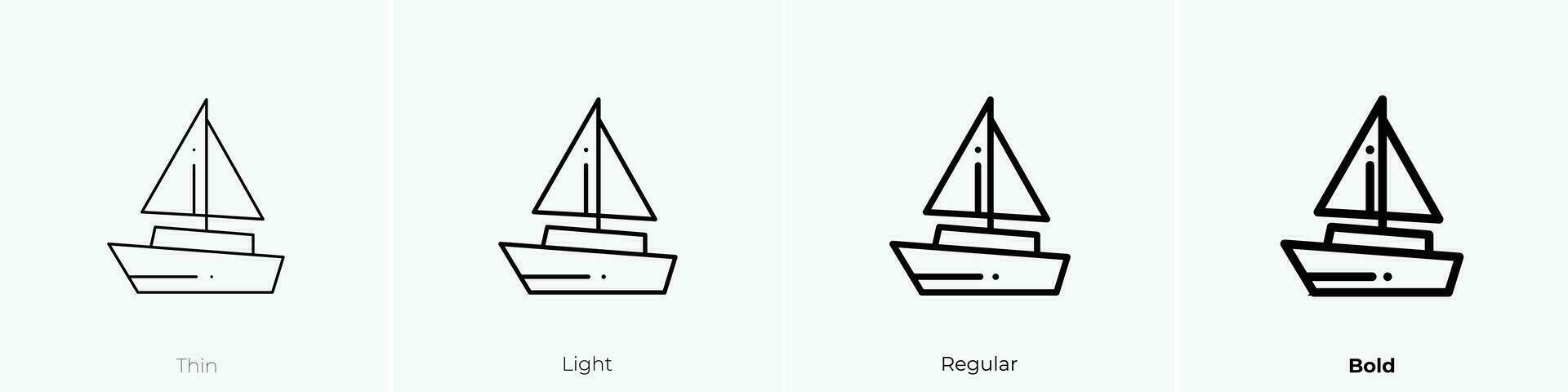 zeilboot icoon. dun, licht, regelmatig en stoutmoedig stijl ontwerp geïsoleerd Aan wit achtergrond vector