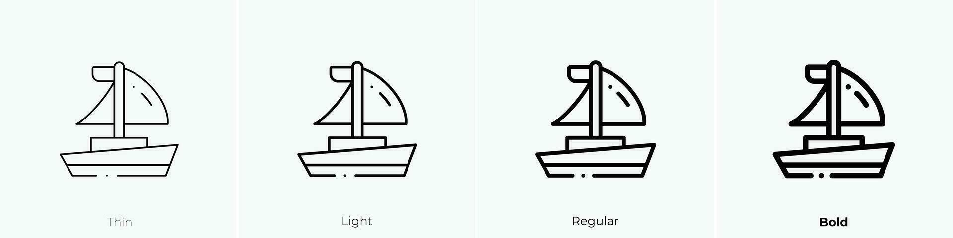 het zeilen boot icoon. dun, licht, regelmatig en stoutmoedig stijl ontwerp geïsoleerd Aan wit achtergrond vector