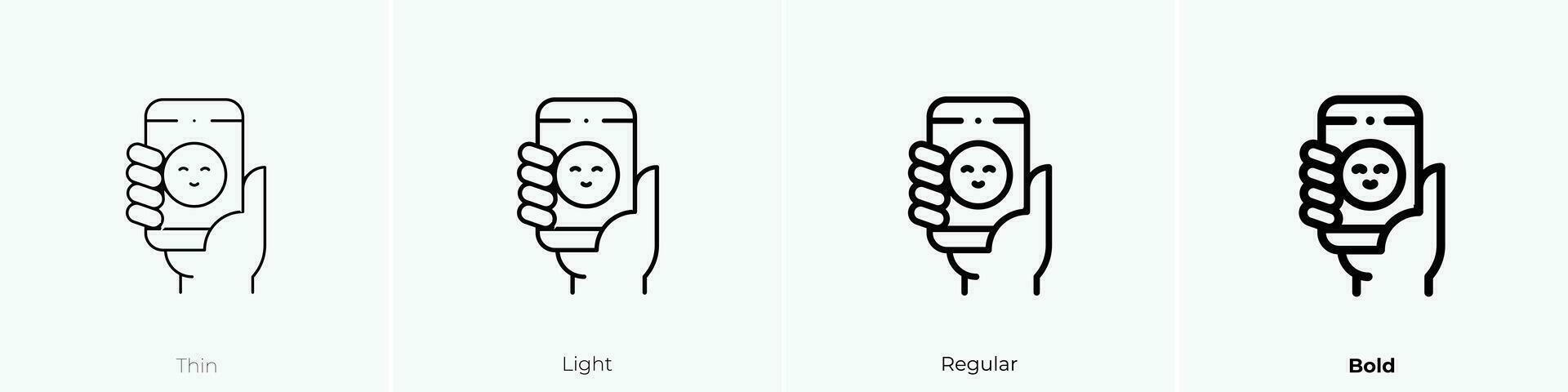 selfie icoon. dun, licht, regelmatig en stoutmoedig stijl ontwerp geïsoleerd Aan wit achtergrond vector