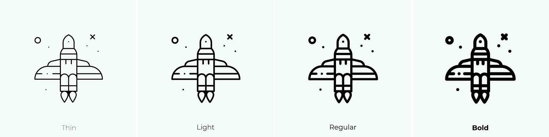 raket icoon. dun, licht, regelmatig en stoutmoedig stijl ontwerp geïsoleerd Aan wit achtergrond vector