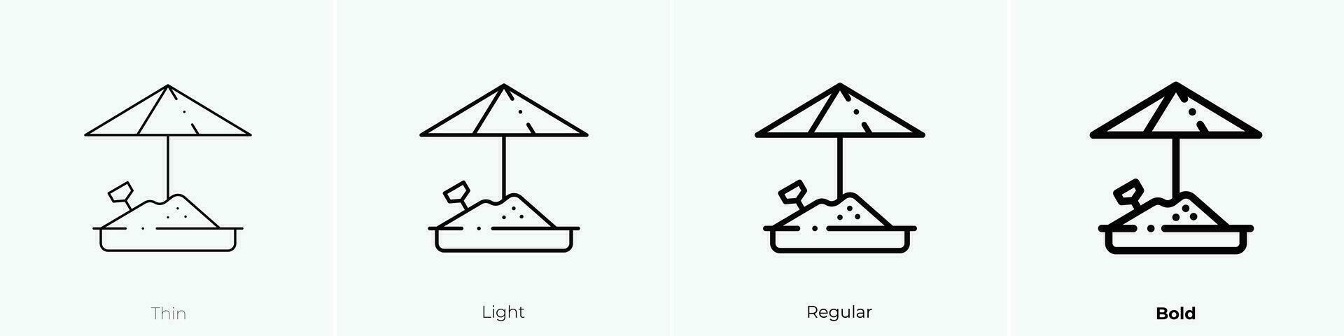 zandbak icoon. dun, licht, regelmatig en stoutmoedig stijl ontwerp geïsoleerd Aan wit achtergrond vector