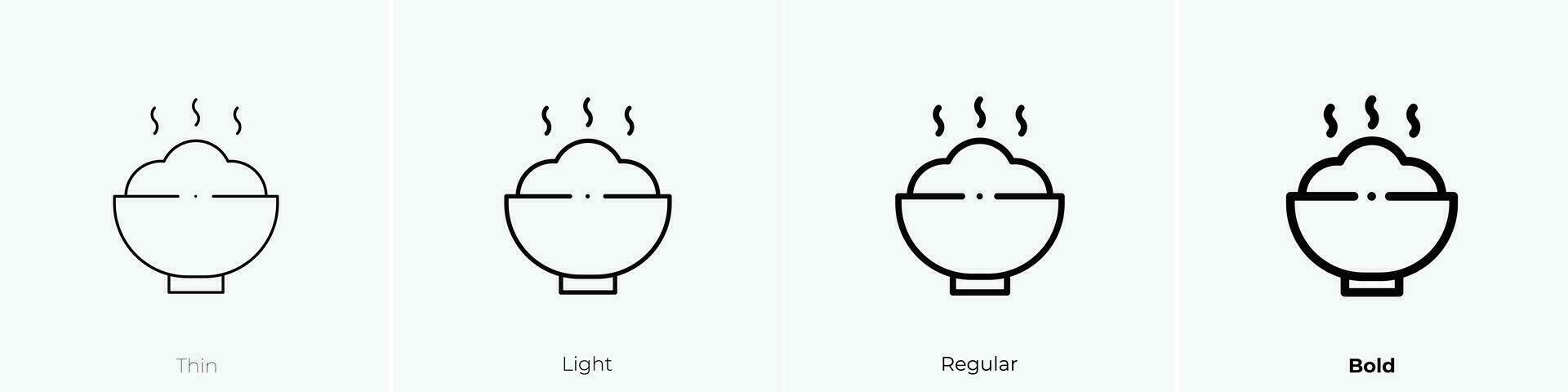 rijst- kom icoon. dun, licht, regelmatig en stoutmoedig stijl ontwerp geïsoleerd Aan wit achtergrond vector