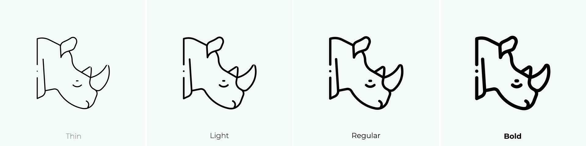 neushoorn icoon. dun, licht, regelmatig en stoutmoedig stijl ontwerp geïsoleerd Aan wit achtergrond vector