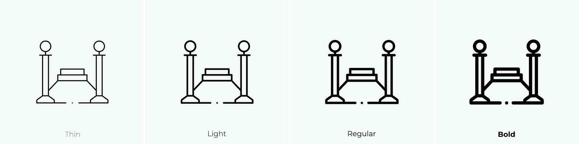 rood tapijt icoon. dun, licht, regelmatig en stoutmoedig stijl ontwerp geïsoleerd Aan wit achtergrond vector