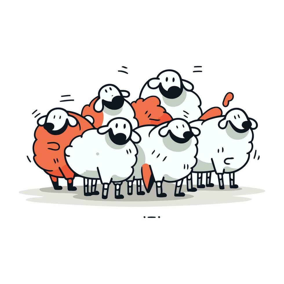 schapen familie. schattig tekenfilm vector illustratie. hand- getrokken schapen.