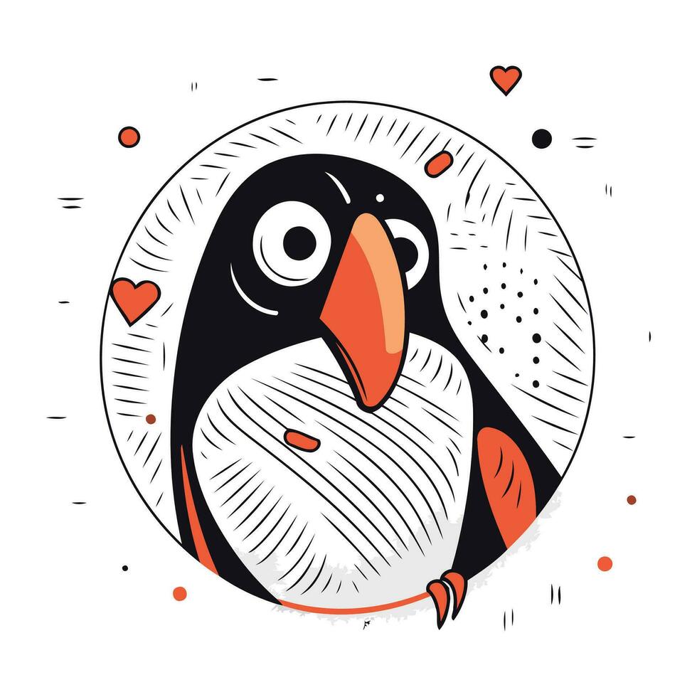 schattig tekenfilm pinguïn. hand- getrokken vector illustratie in tekening stijl.