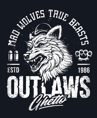 oude school wolf vector