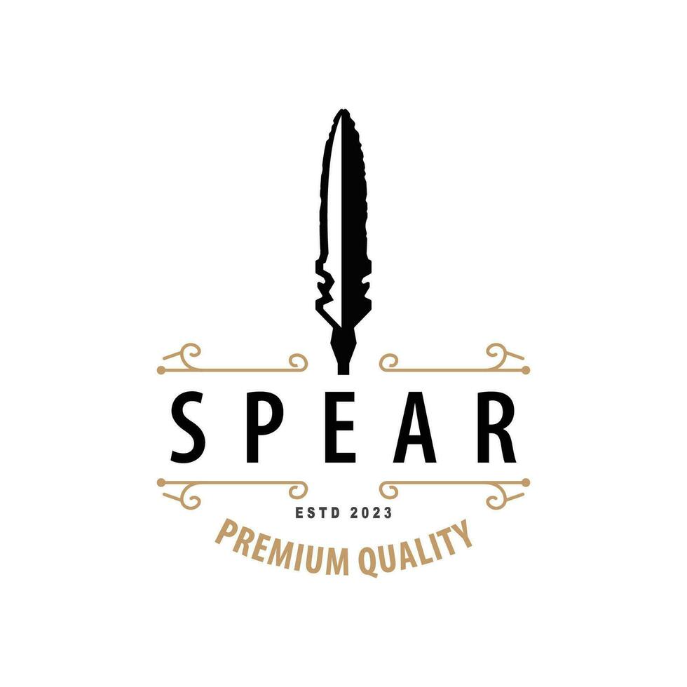 speer logo, pijlpunt wapen ontwerp jacht- speer gemakkelijk wijnoogst retro rustiek minimalistische concept vector