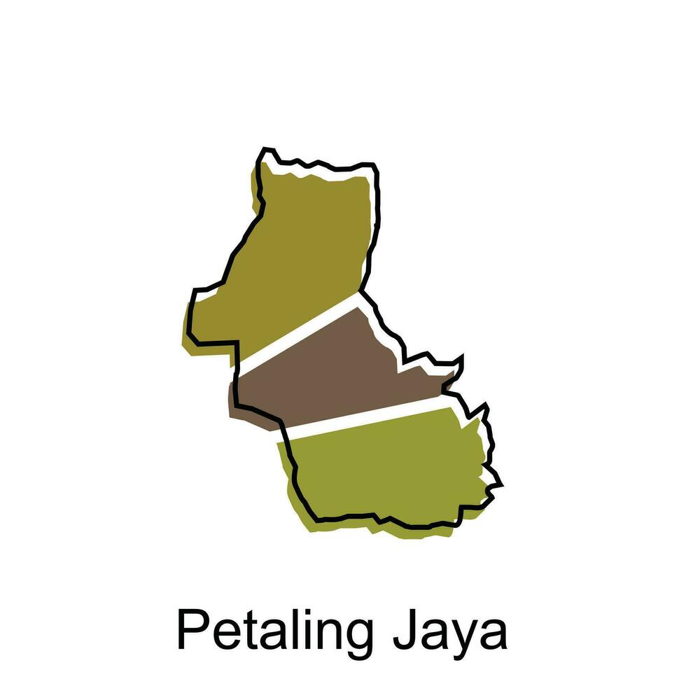 kaart stad van bloemblaadjes jaya vector ontwerp, Maleisië kaart met grenzen, steden. logotype element voor sjabloon ontwerp