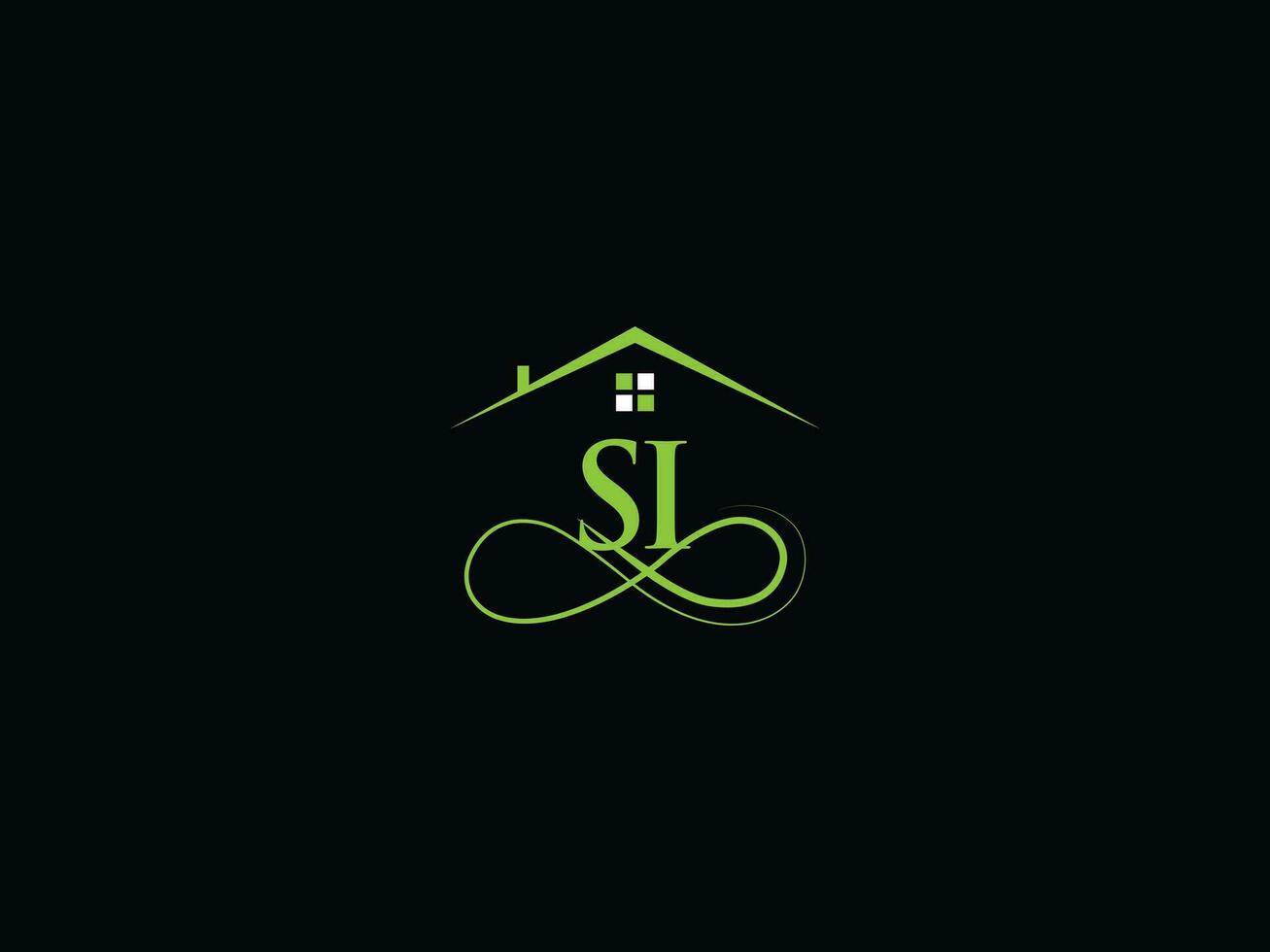 echt landgoed si luxe logo, minimalistische gebouw si logo icoon voor huis vector