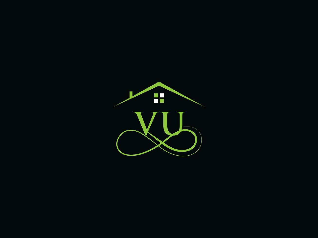 luxe vu echt landgoed logo brief, eerste vu logo gebouw icoon ontwerp voor u vector