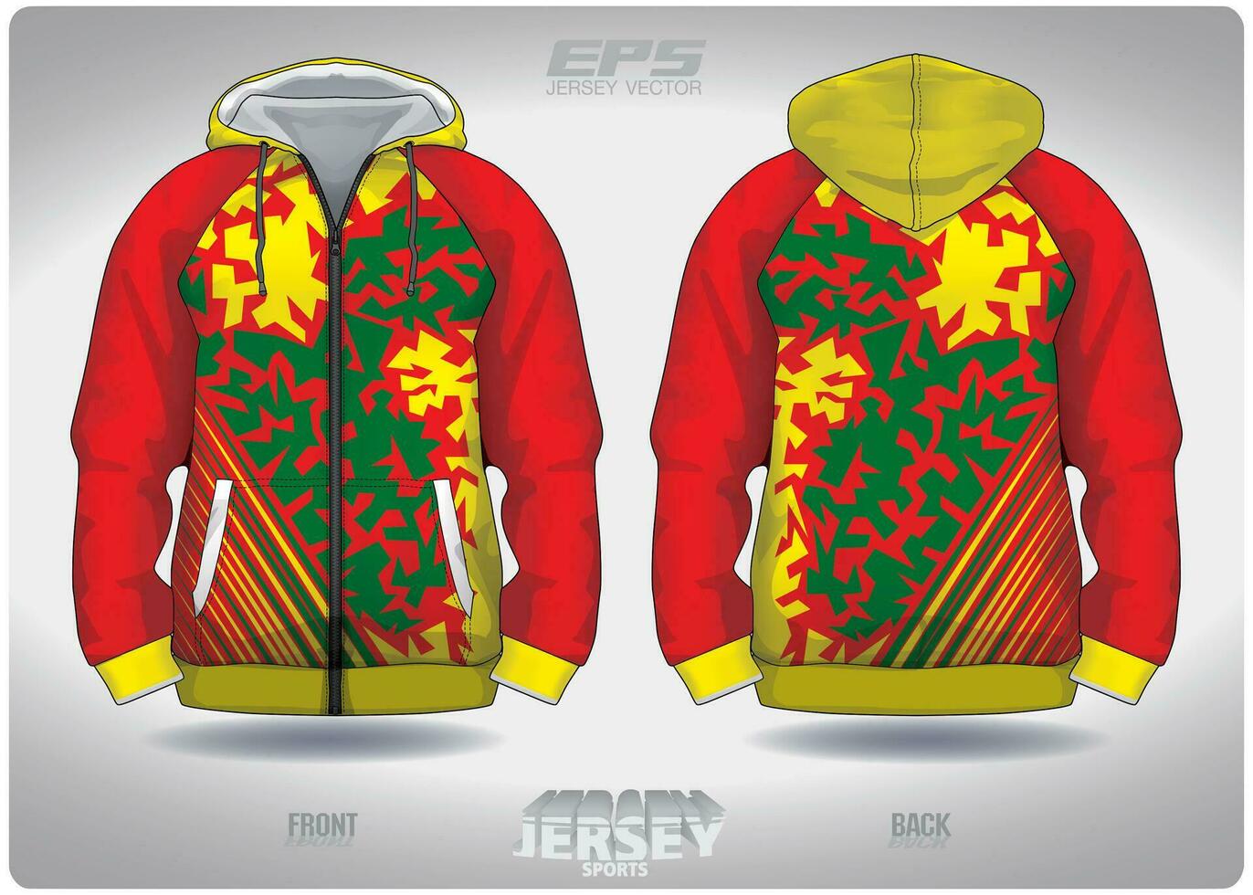 eps Jersey sport- overhemd vector.rood geel groen gebroken steen patroon ontwerp, illustratie, textiel achtergrond voor sport- lang mouw capuchon vector