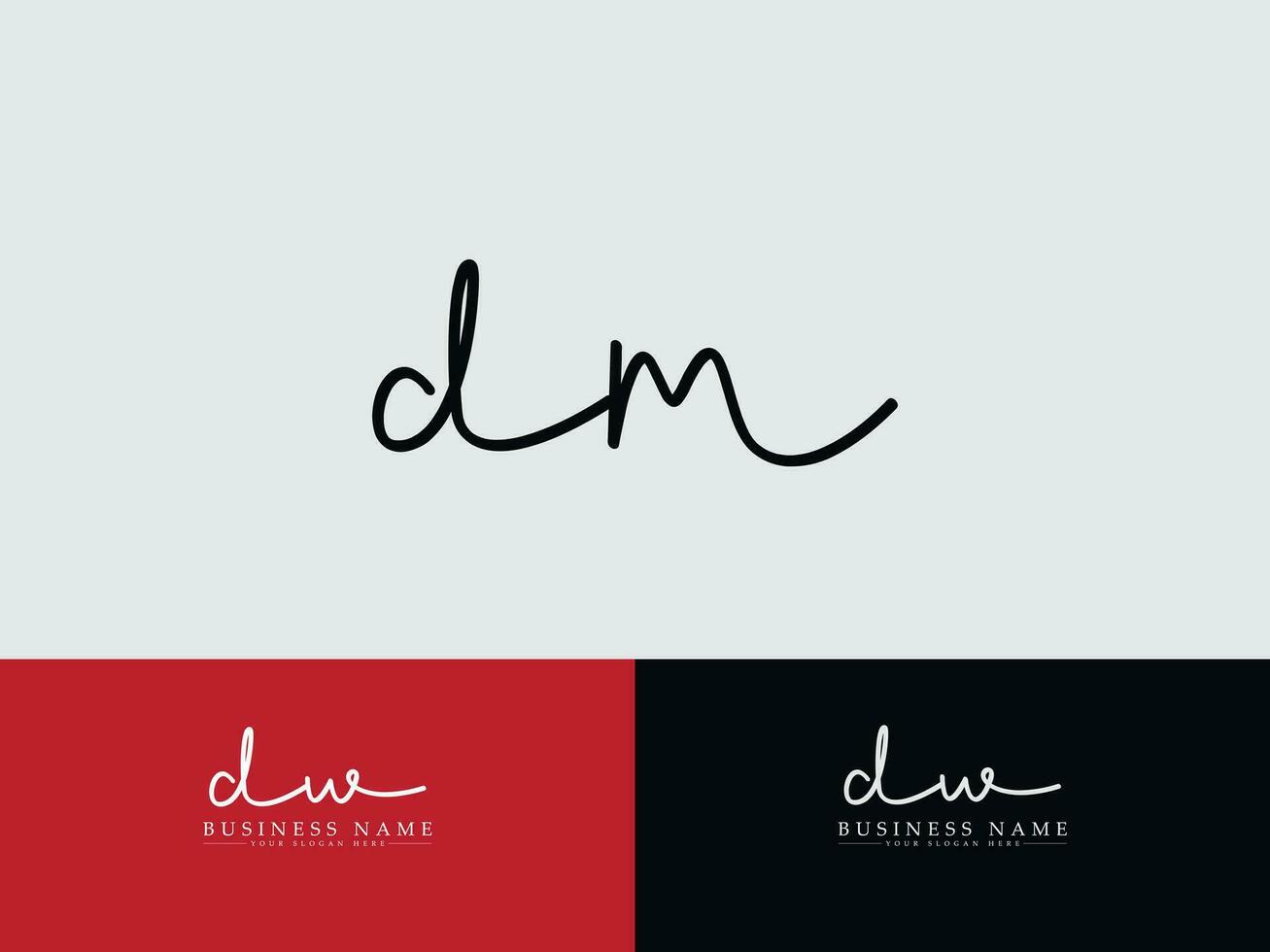 minimalistische dm handtekening logo, eerste dm bedrijf logo brief vector