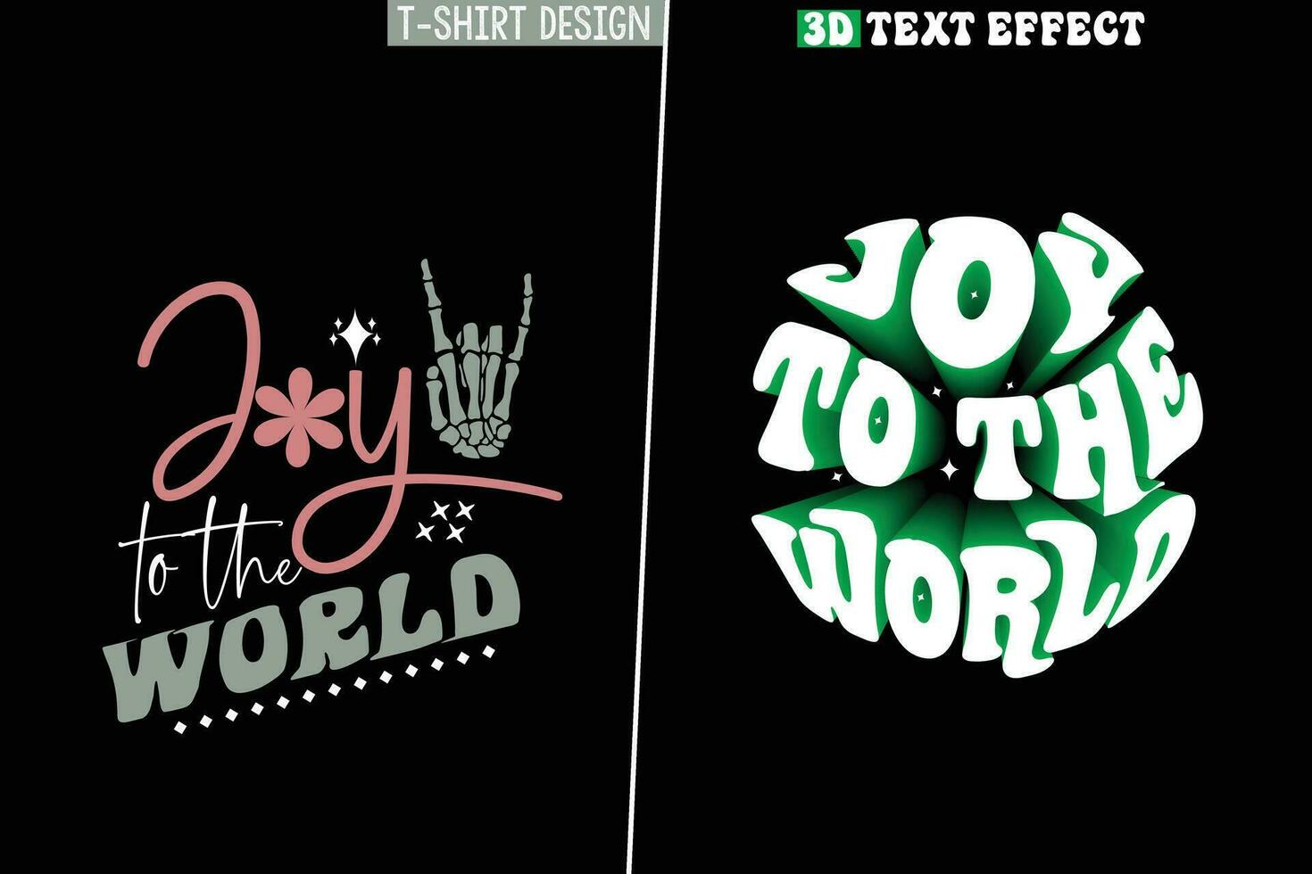vreugde naar de wereld en 3d tekst effect ontwerp vector