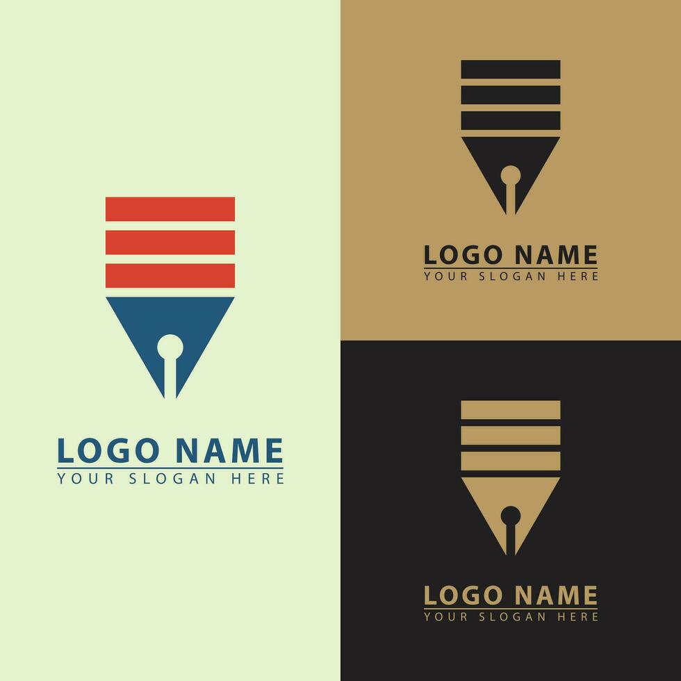 abstract combinatie van pen en boek logo icoon vector