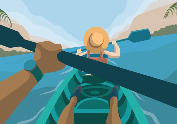 Adventure Explorer met Lake View Vector Illustratie