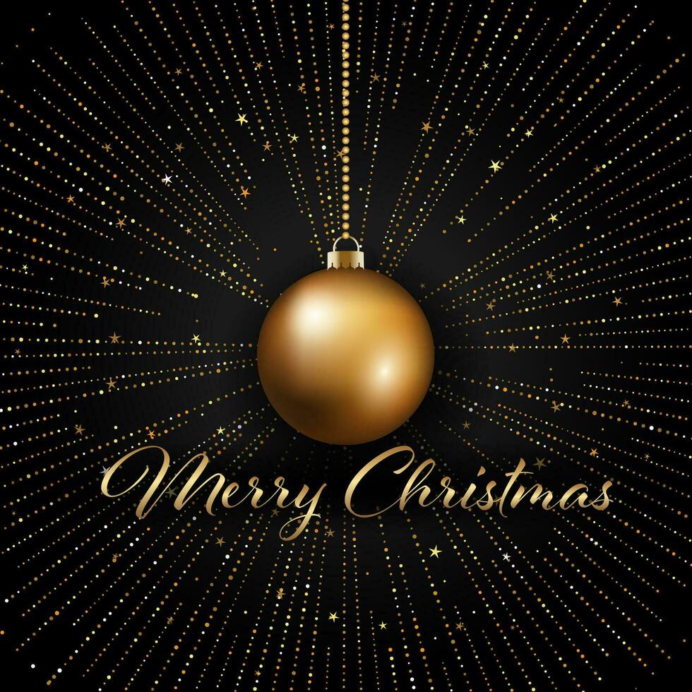 Kerstmis achtergrond met hangende snuisterij en goud sterren ontwerp vector