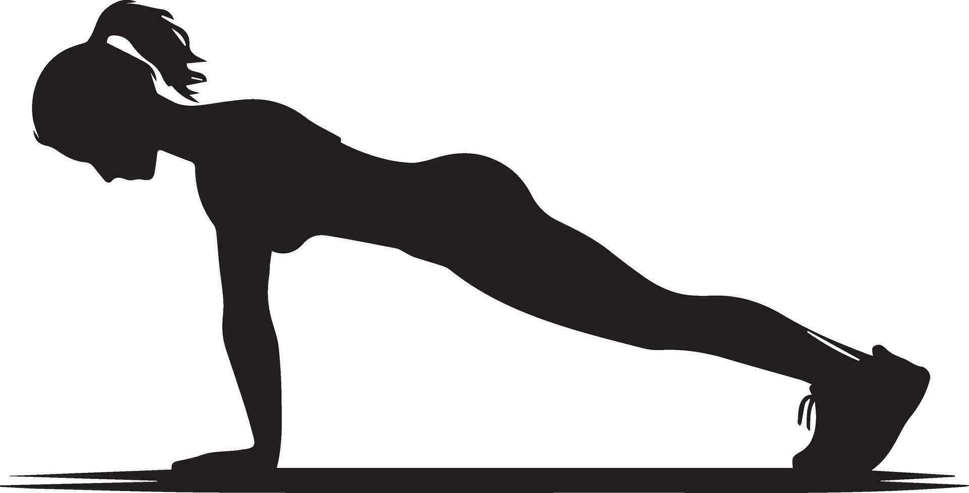 vrouw Duwen omhoog yoga houding vector silhouet illustratie 10