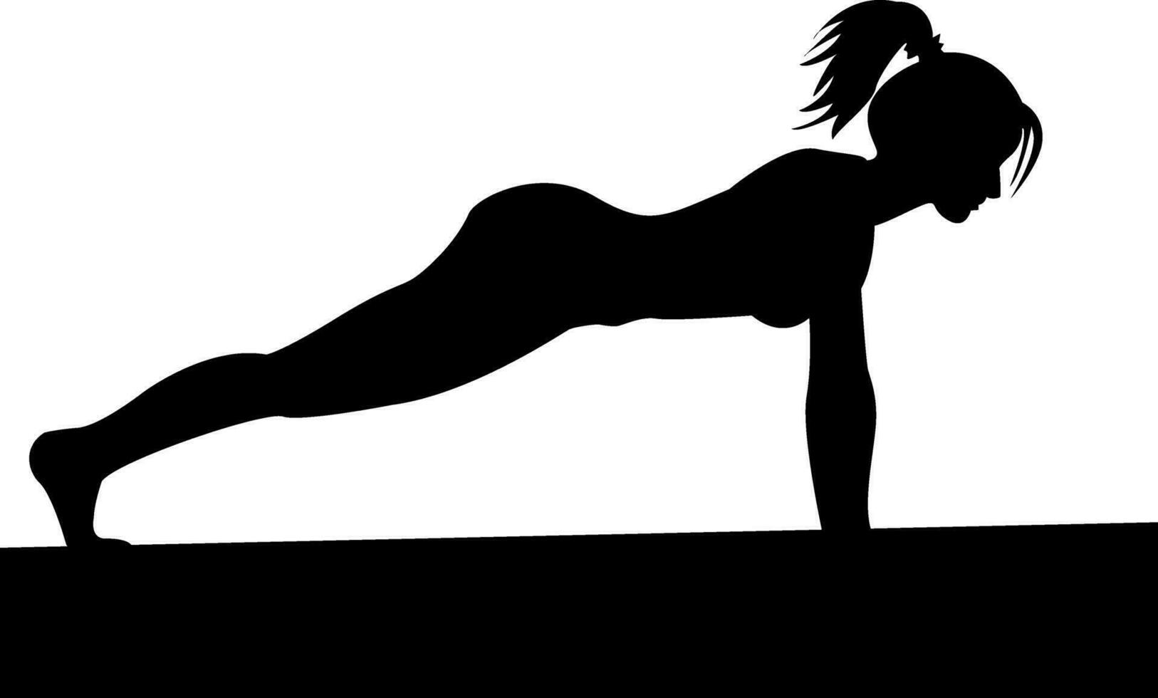 vrouw Duwen omhoog yoga houding vector silhouet illustratie 5