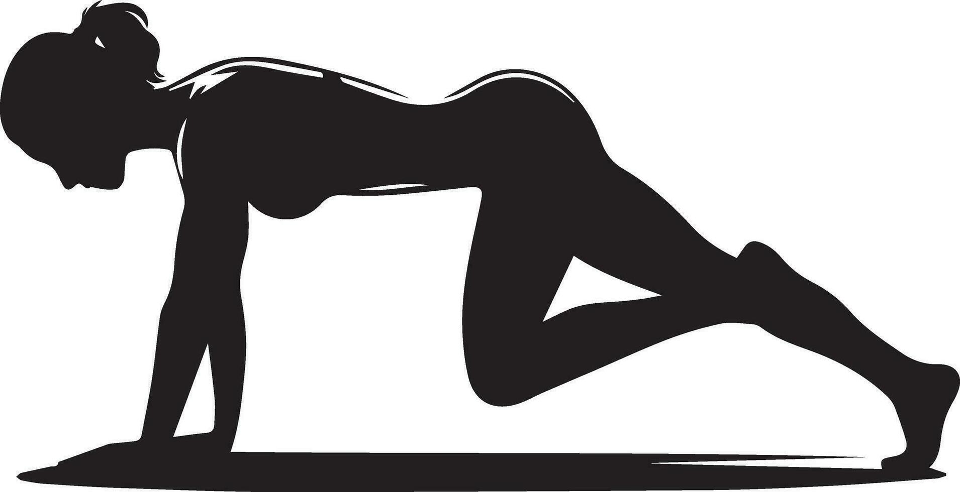 vrouw Duwen omhoog yoga houding vector silhouet illustratie 4