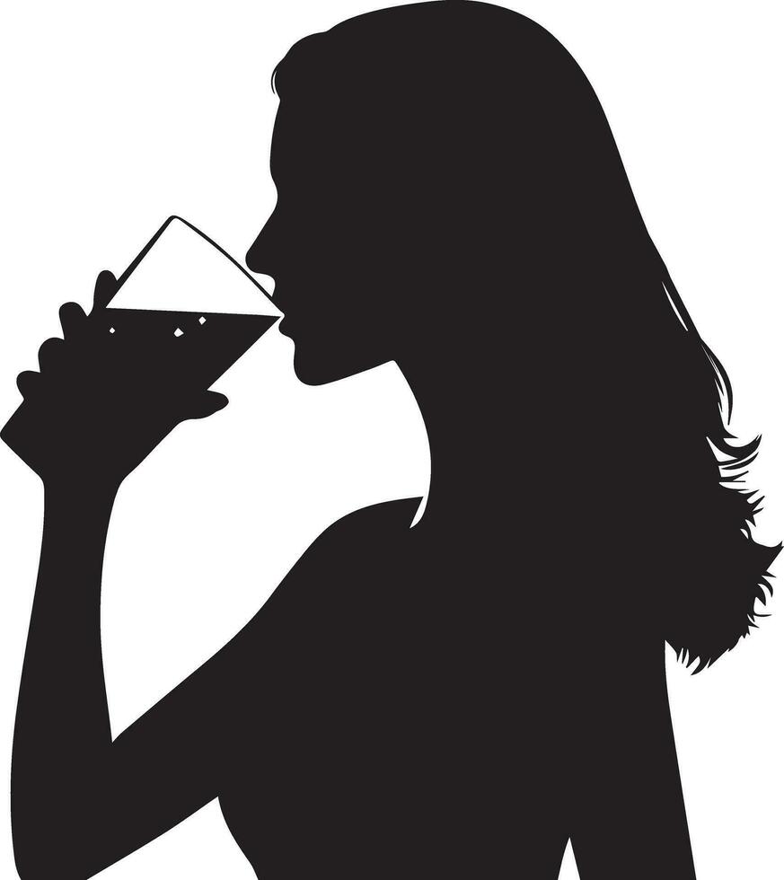 vrouw drinken water vector silhouet illustratie