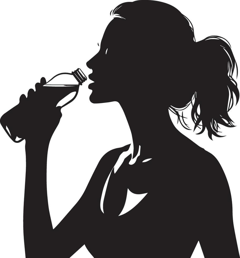 vrouw drinken water vector silhouet illustratie 10