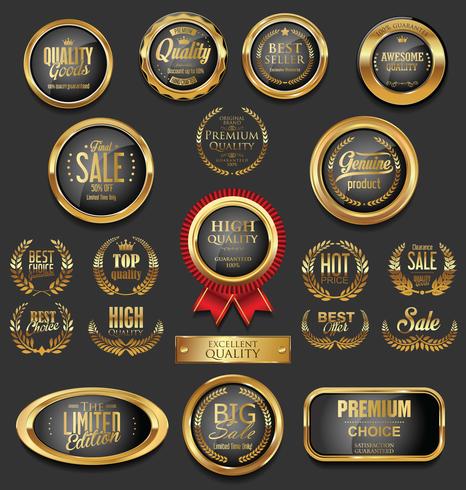 Luxe premium gouden insignes en labels vector