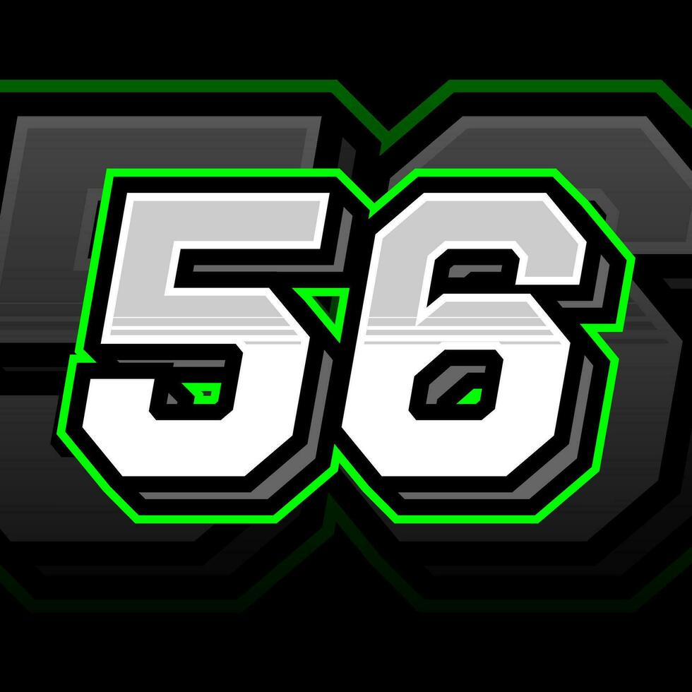 gemakkelijk en glimmend racing vijftig zes aantal vector clip art sticker ontwerp
