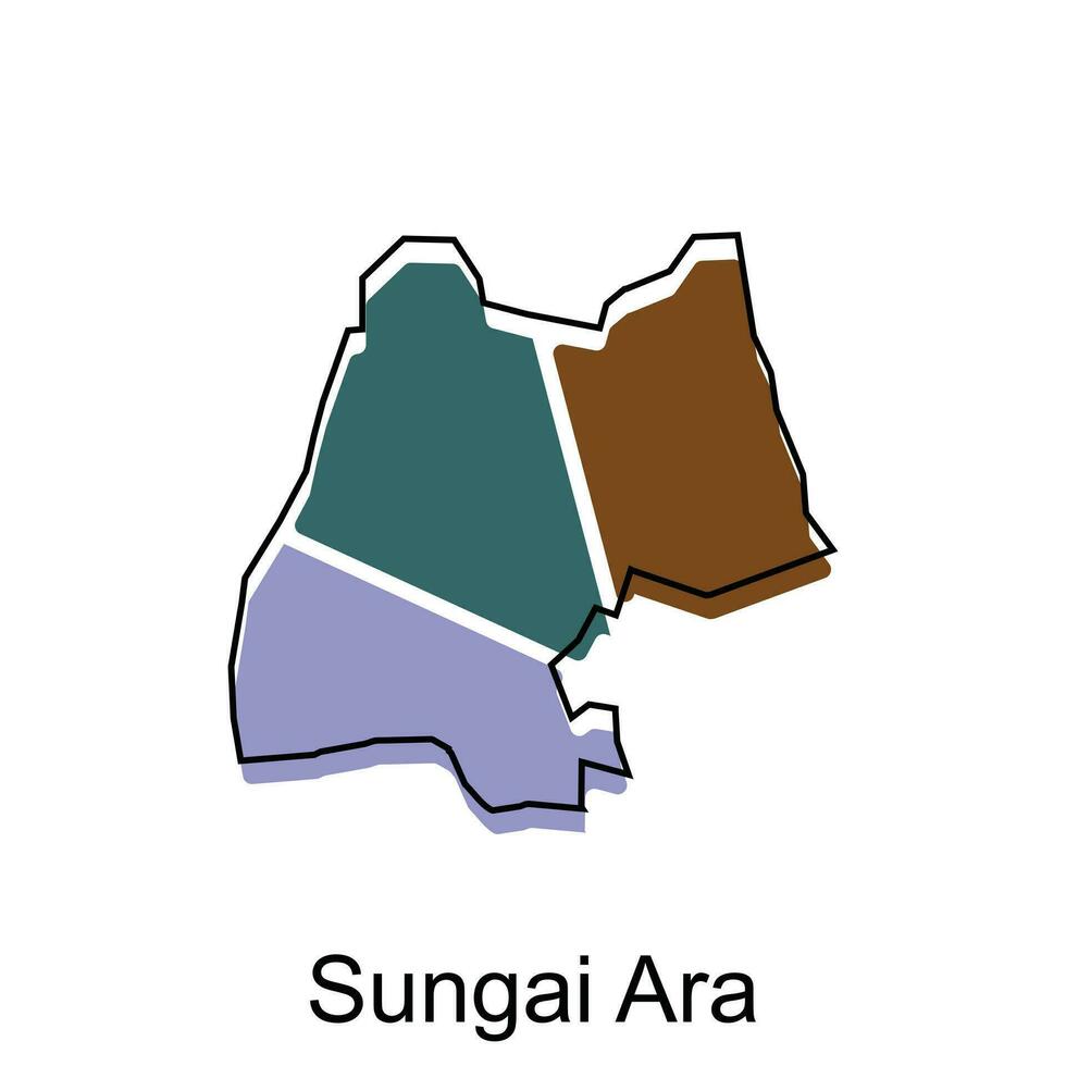 vector kaart stad van sungai ara ontwerp sjabloon, hoog gedetailleerd illustratie land in Azië