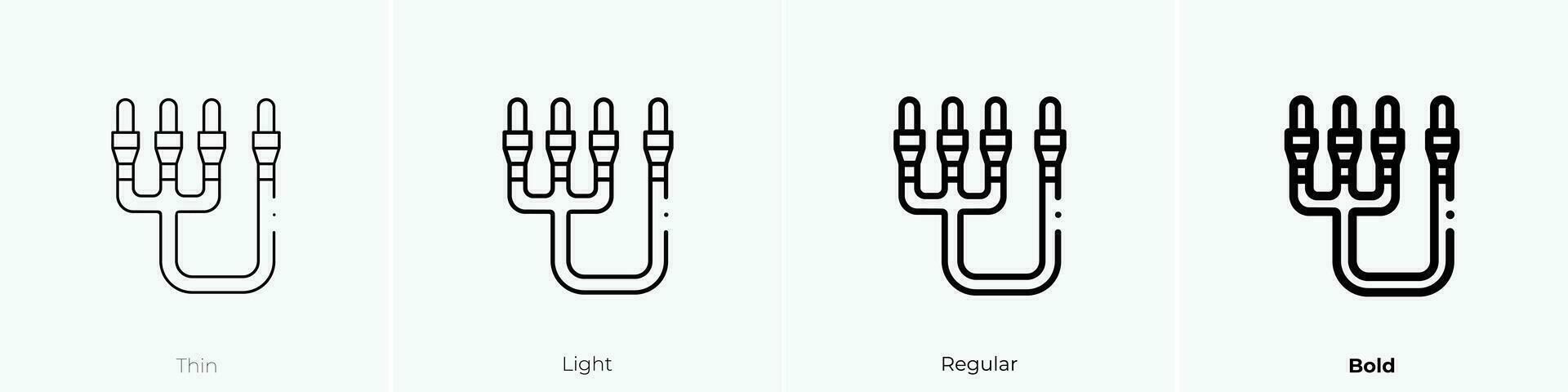 RCA kabel icoon. dun, licht, regelmatig en stoutmoedig stijl ontwerp geïsoleerd Aan wit achtergrond vector