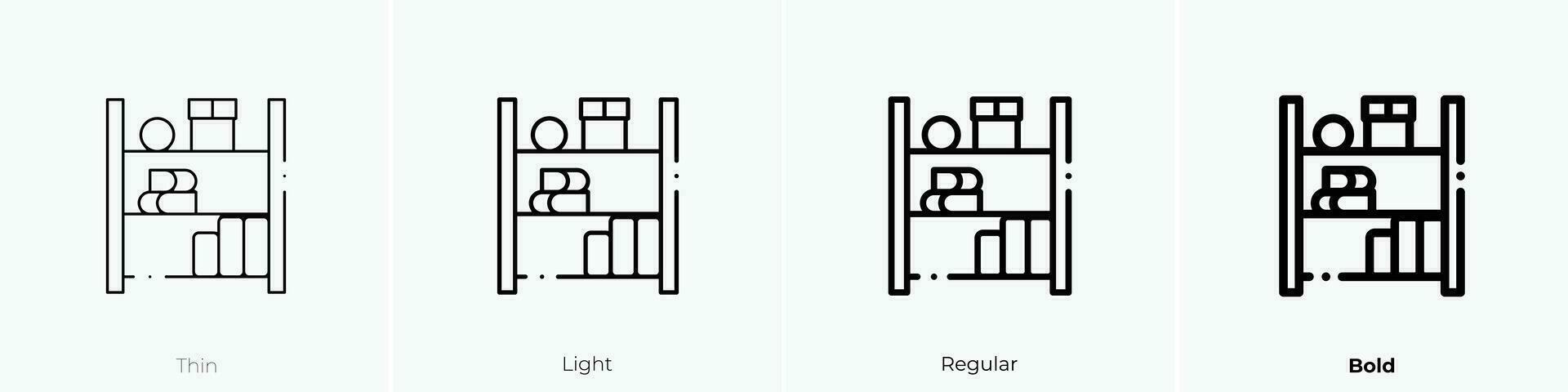 schappen icoon. dun, licht, regelmatig en stoutmoedig stijl ontwerp geïsoleerd Aan wit achtergrond vector