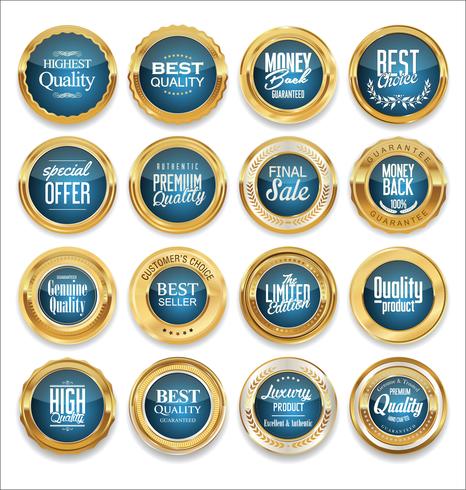 Luxe premium gouden insignes en labels vector