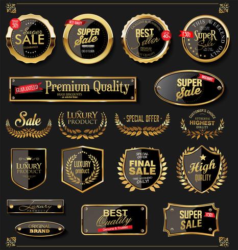 Luxe premium gouden insignes en labels vector