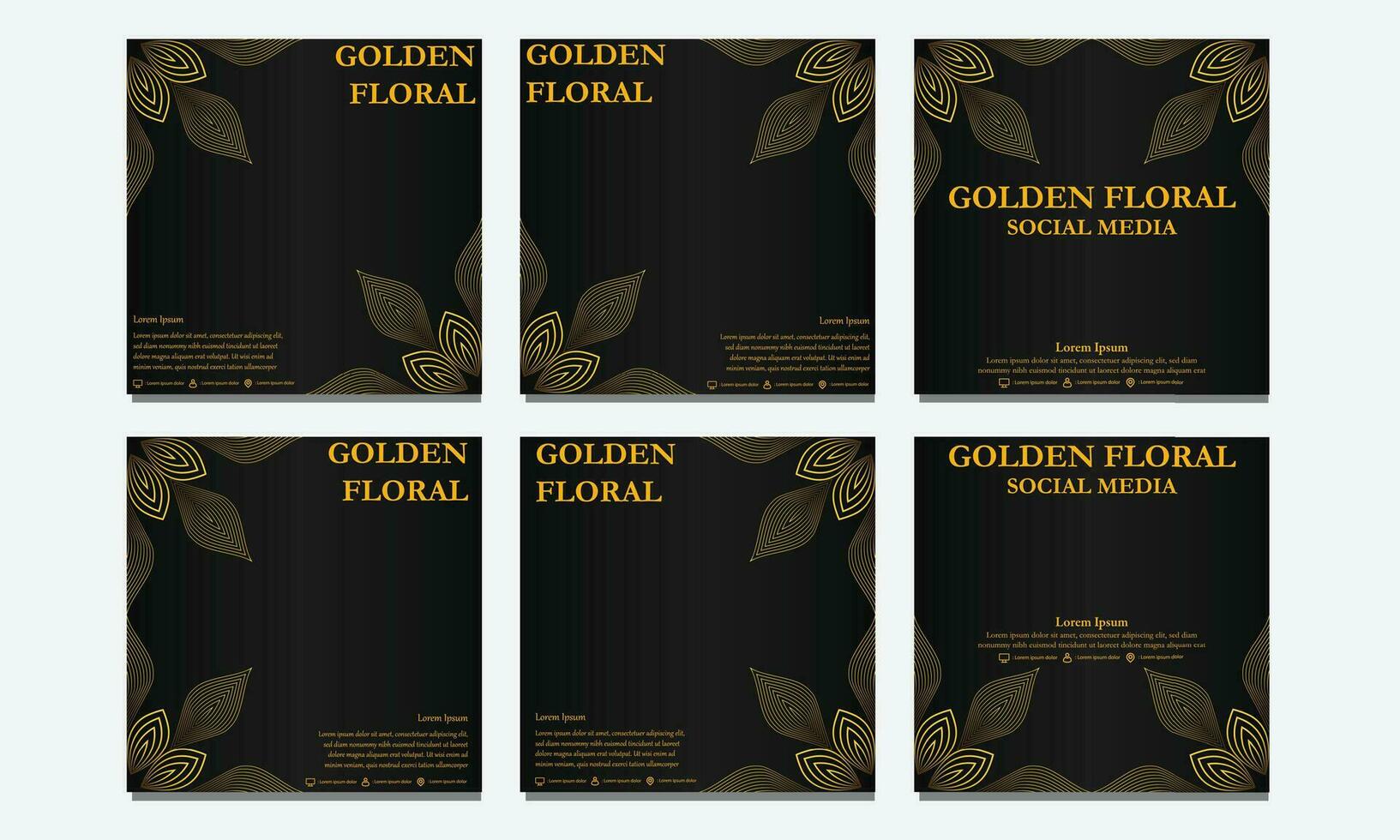 reeks van gouden bloemen sociaal media sjabloon. geschikt voor sociaal media na, web banier, Hoes en kaart vector