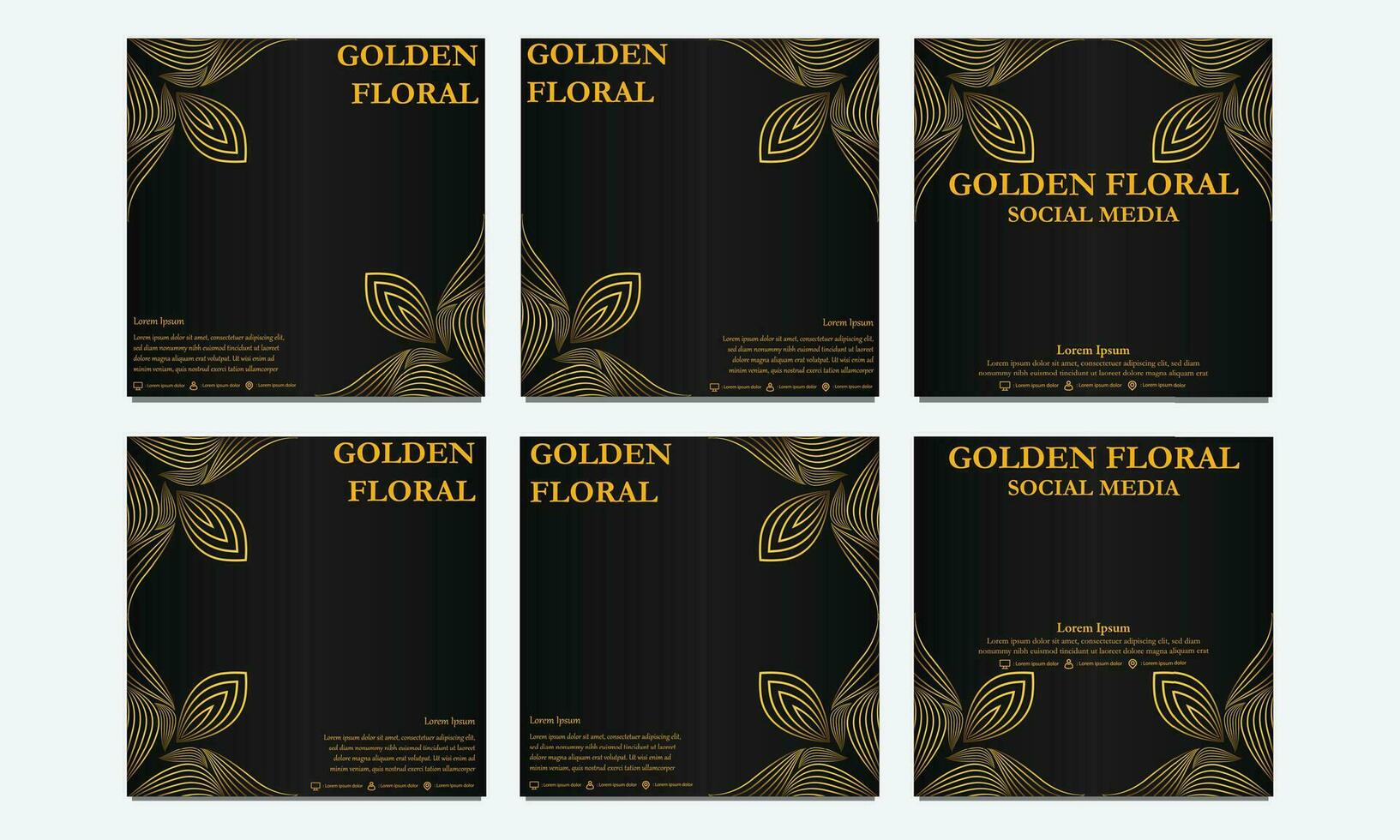 reeks van luxe gouden bloemen sociaal media sjabloon. geschikt voor sociaal media na, web banier, Hoes en kaart vector