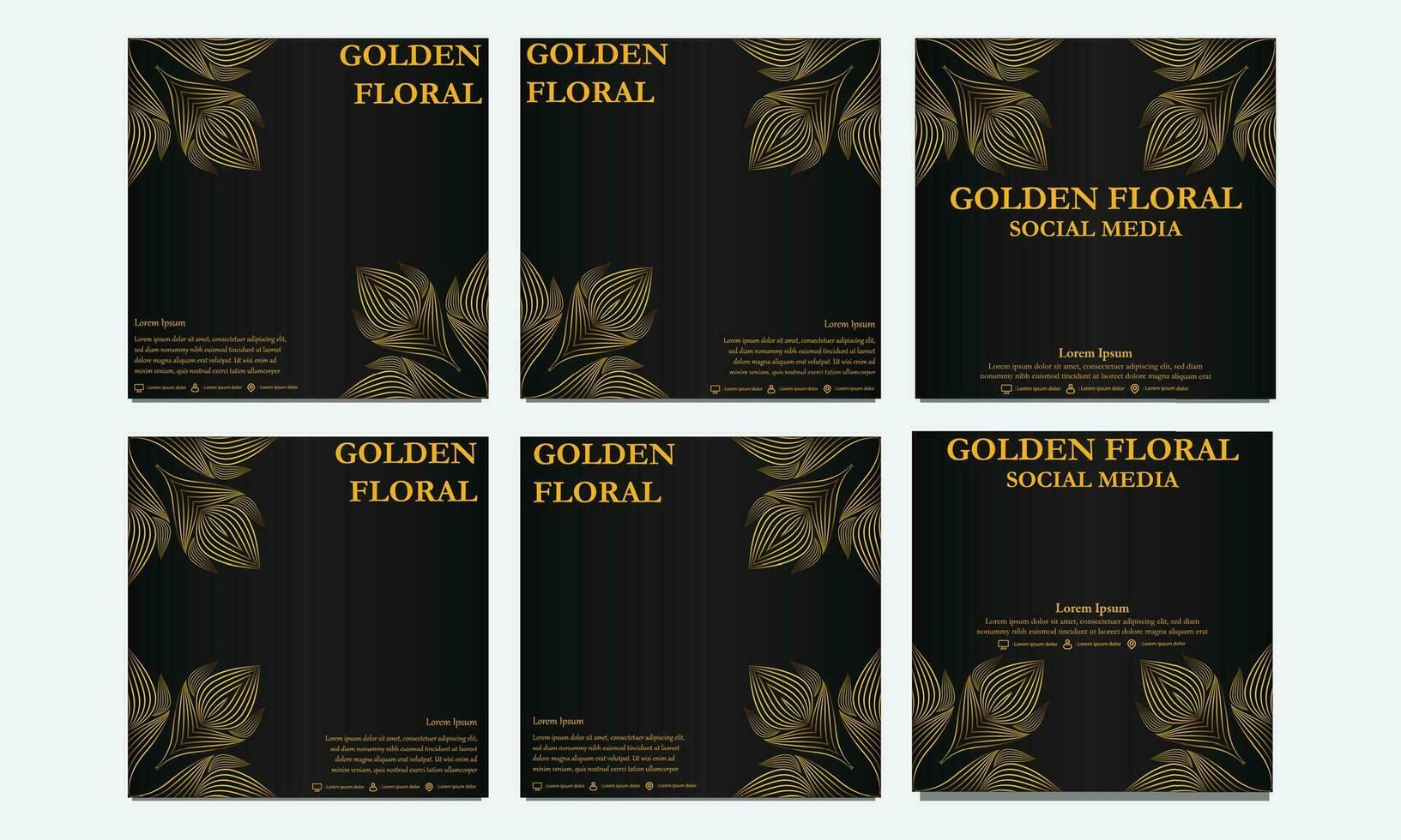 reeks van luxe gouden bloemen sociaal media sjabloon. geschikt voor sociaal media na, web banier, Hoes en kaart vector