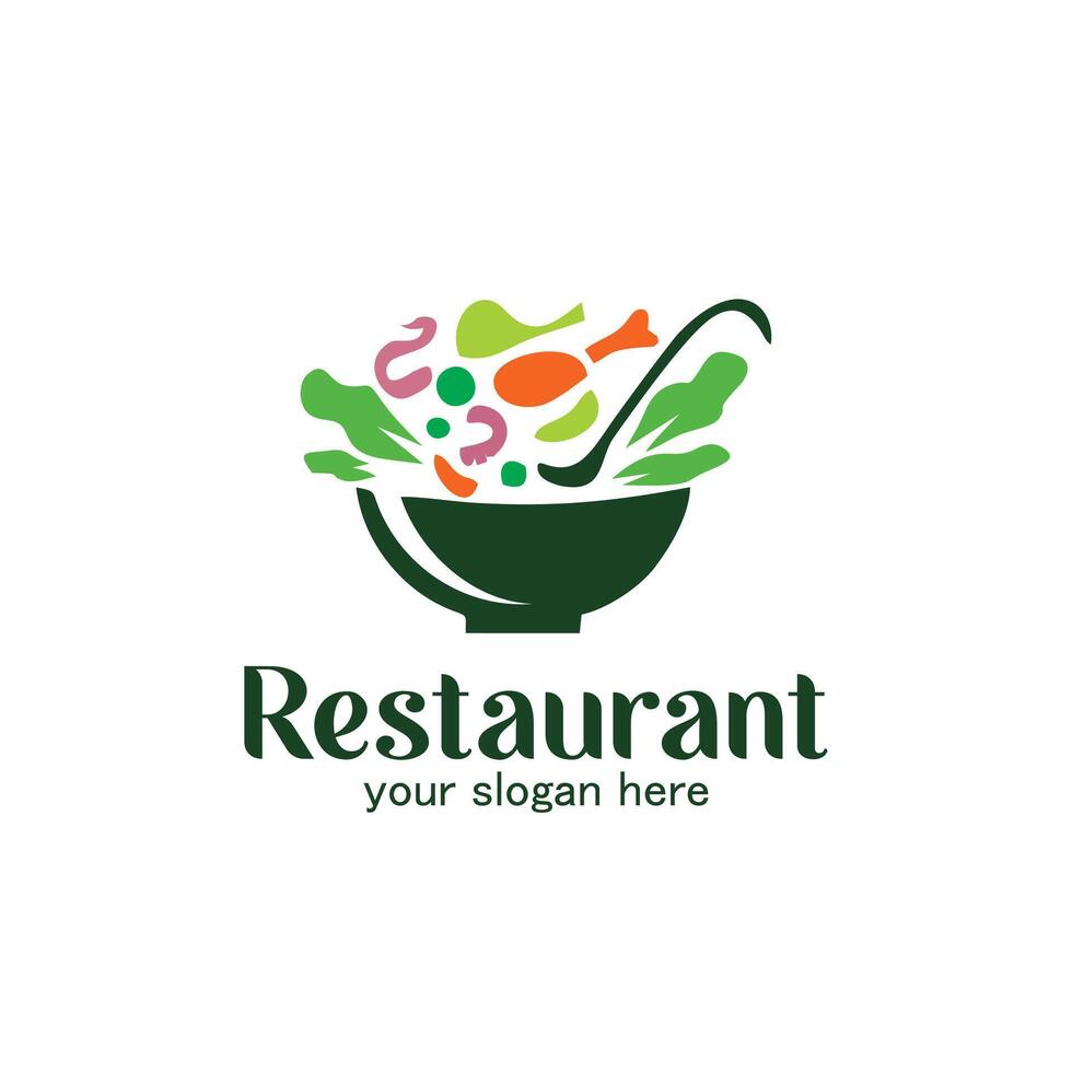 soep logo, groente logo, restaurant icoon, illustratie van groenten in een kom vector