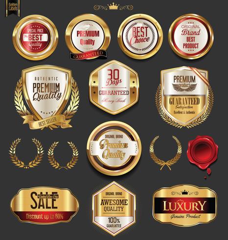 Luxe premium gouden insignes en labels vector