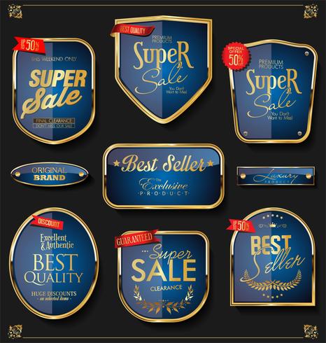 Luxe premium gouden insignes en labels vector