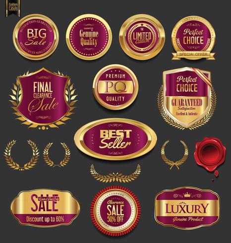 Luxe premium gouden insignes en labels vector