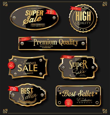 Luxe premium gouden insignes en labels vector