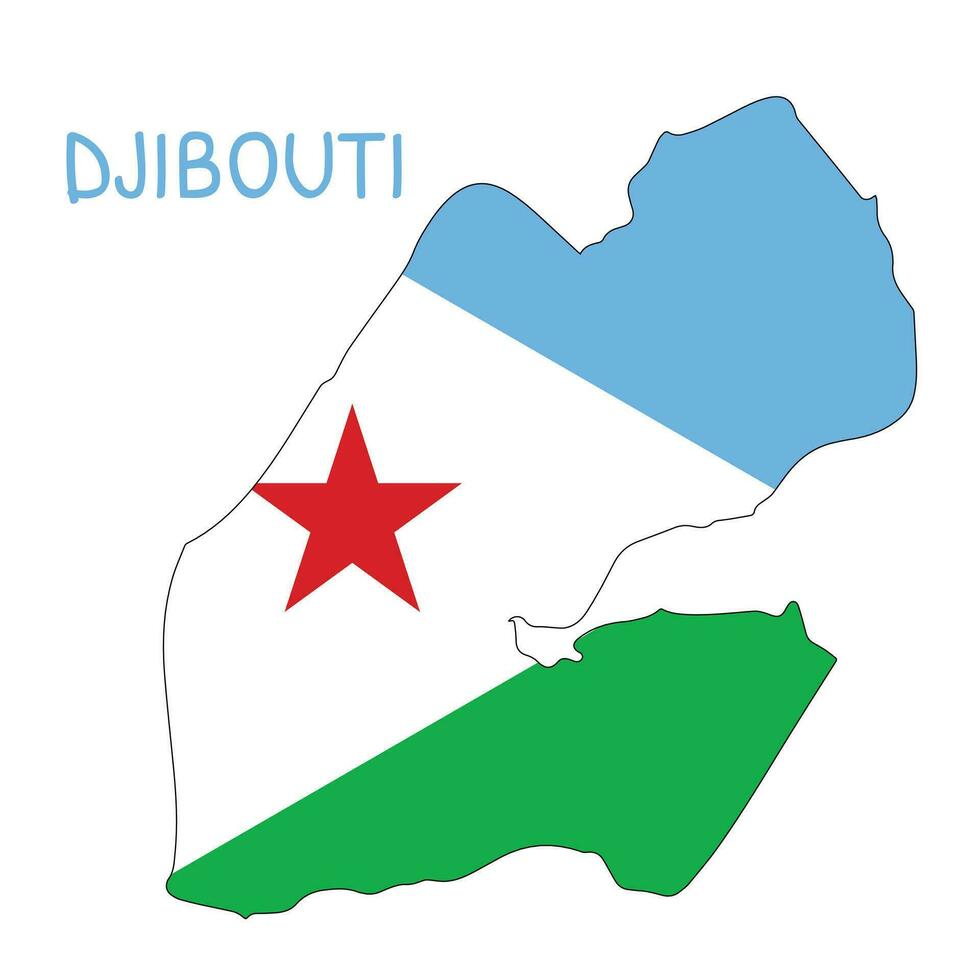 Djibouti nationaal vlag vormig net zo land kaart vector