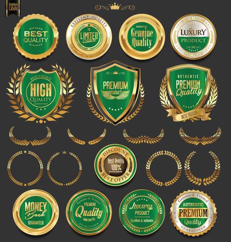 Luxe premium gouden insignes en labels vector