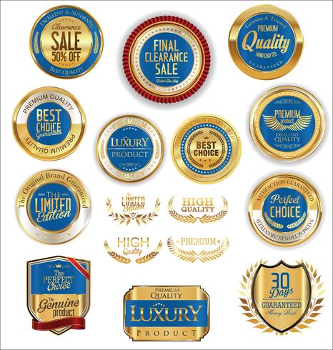 Luxe premium gouden insignes en labels vector