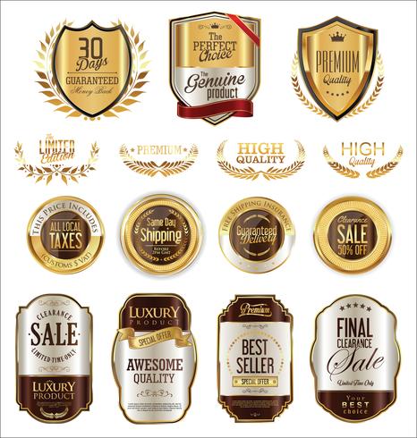 Luxe premium gouden insignes en labels vector