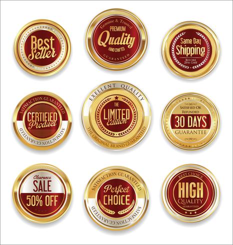 Luxe premium gouden insignes en labels vector