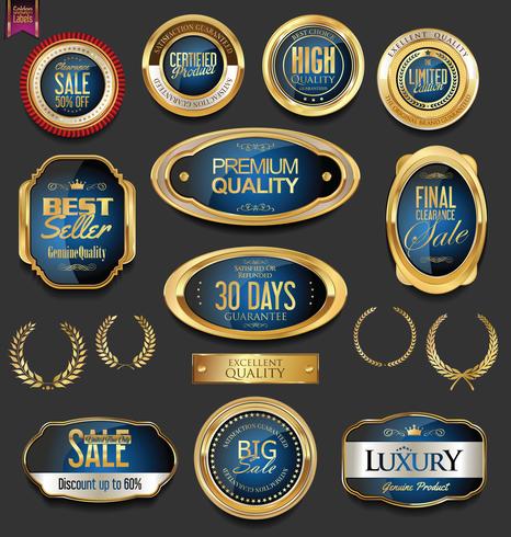 Luxe premium gouden insignes en labels vector