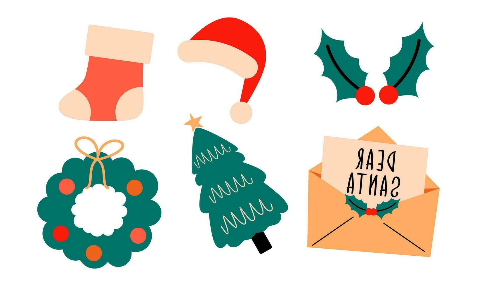 vrolijk Kerstmis schattig modern minimalistische stijl elementen vector